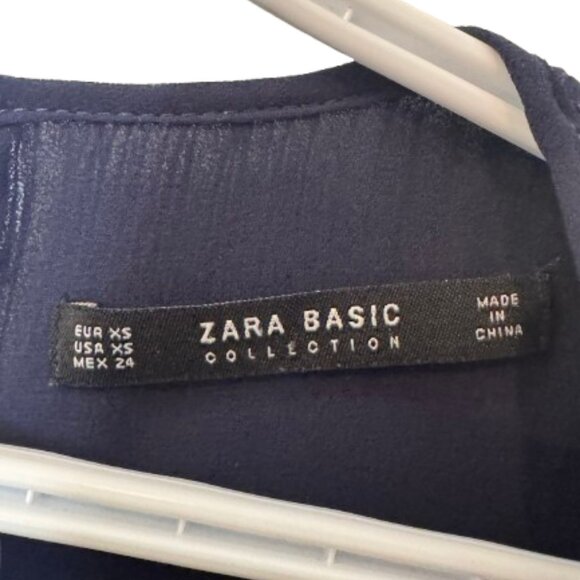 Zara navy blue pleated sleeveless tank top size XS - Picture 9 of 9